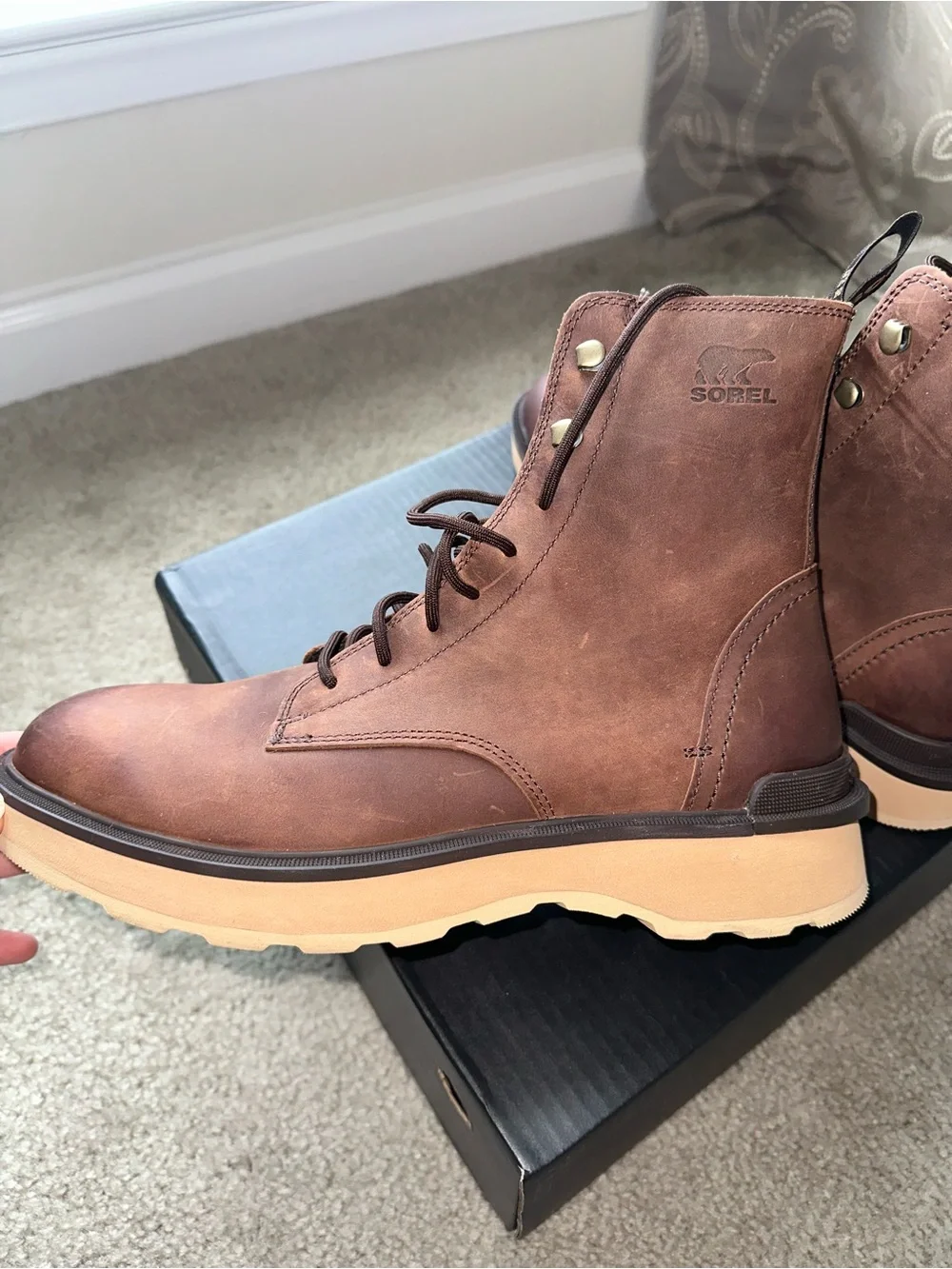 Sorel Men's Brown Leather Lace-Up Ankle Boots Waterproof